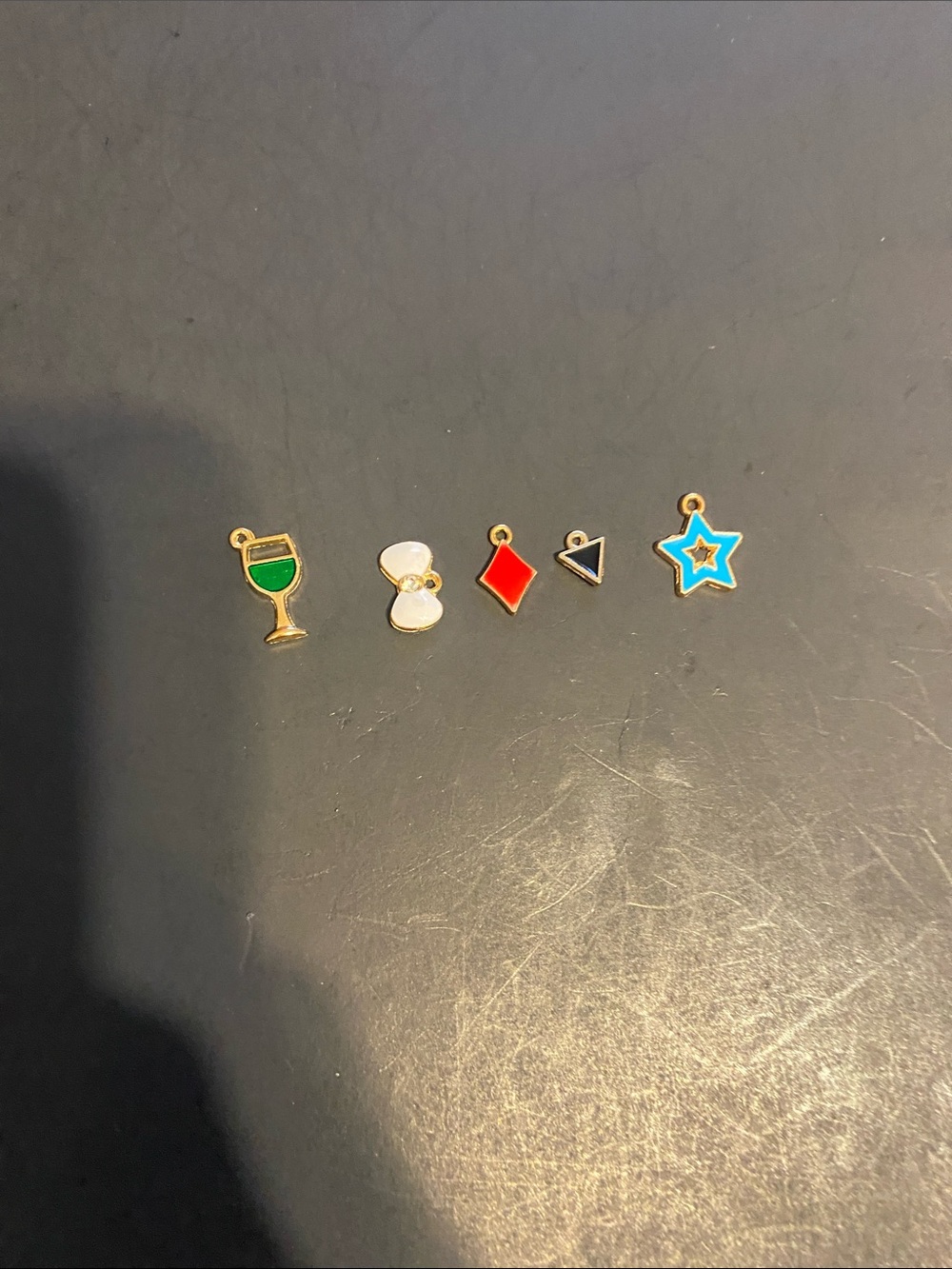 Enamel Charm Set - Star, Wine Glass, Bow, Diamond & Triangle